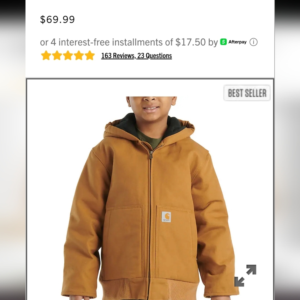 Carhartt Tan Hooded Jacket XS / Size 6